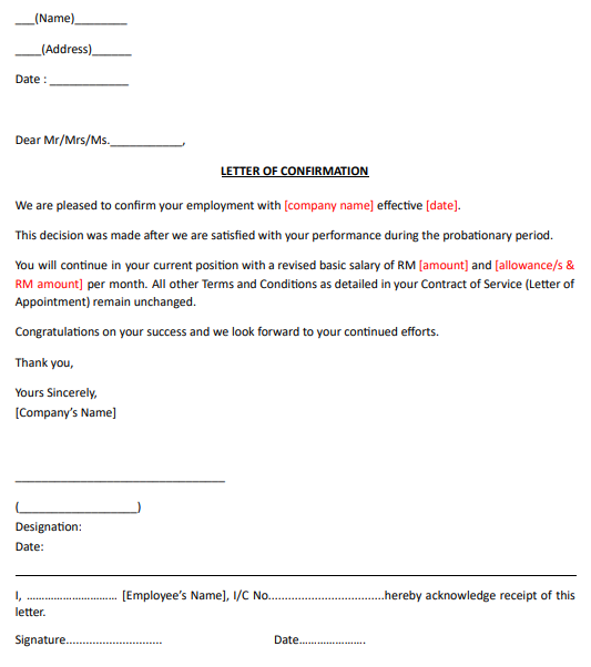 Probation Letter